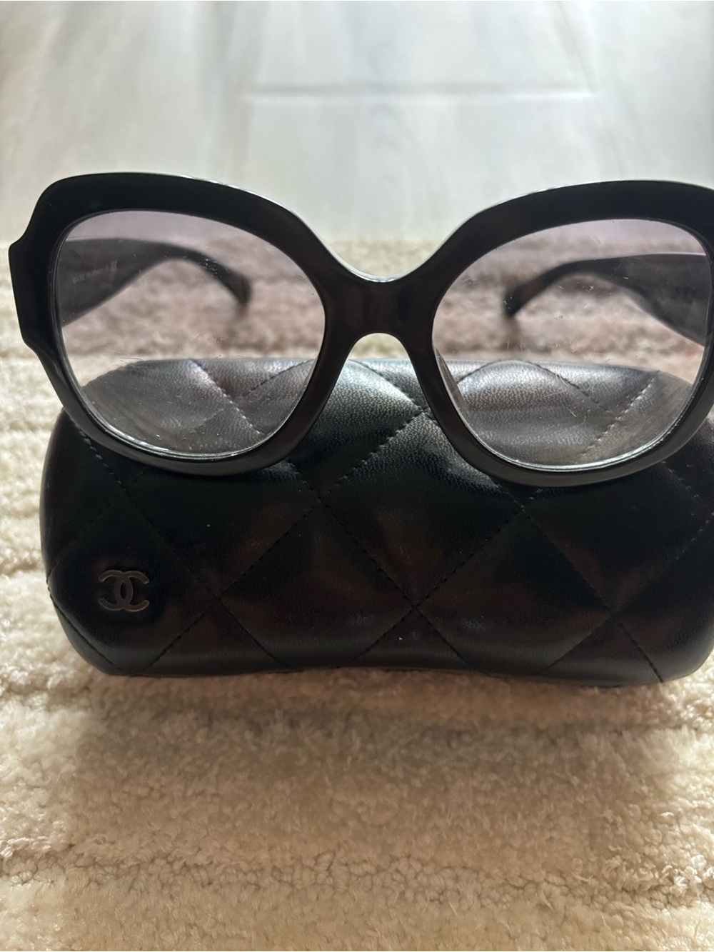 CHANEL Black Oversized Square Sunglasses